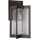 Quad LED Statuary Bronze Outdoor Sconce in Clear with Hammered Texture, Lantern